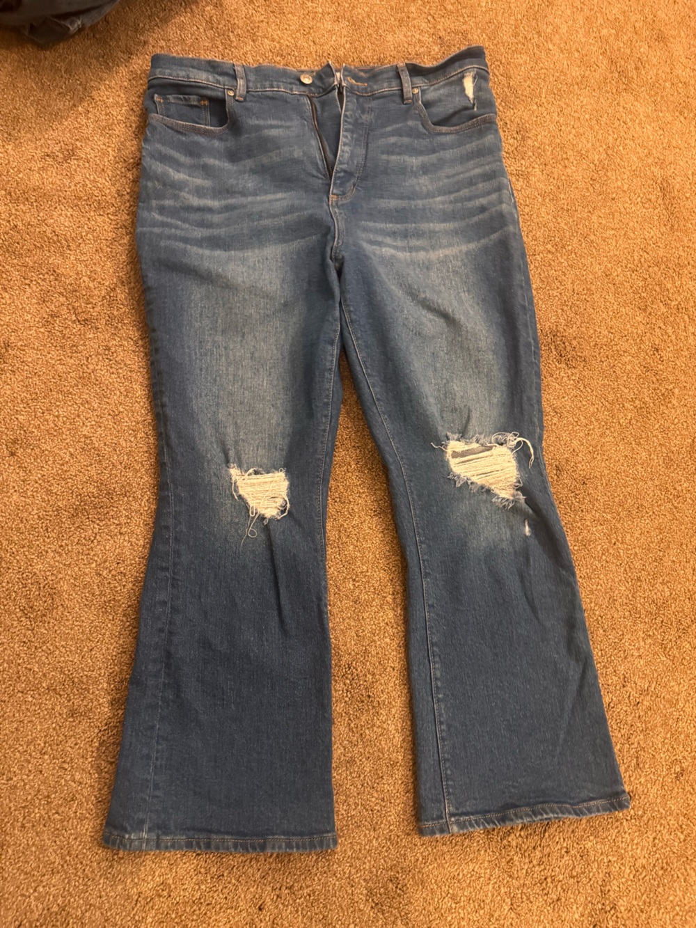 LOFT Women's Blue Distressed Cropped Style Jeans
